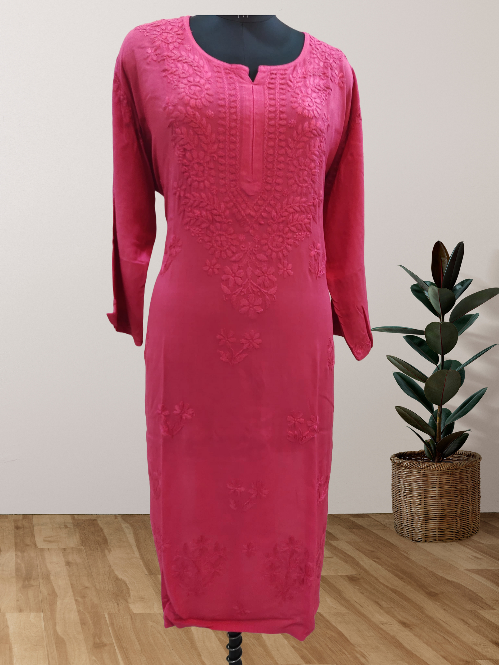 3 Rayon Ton To Tone Kurti With Lucknowi Chikankari Handwork