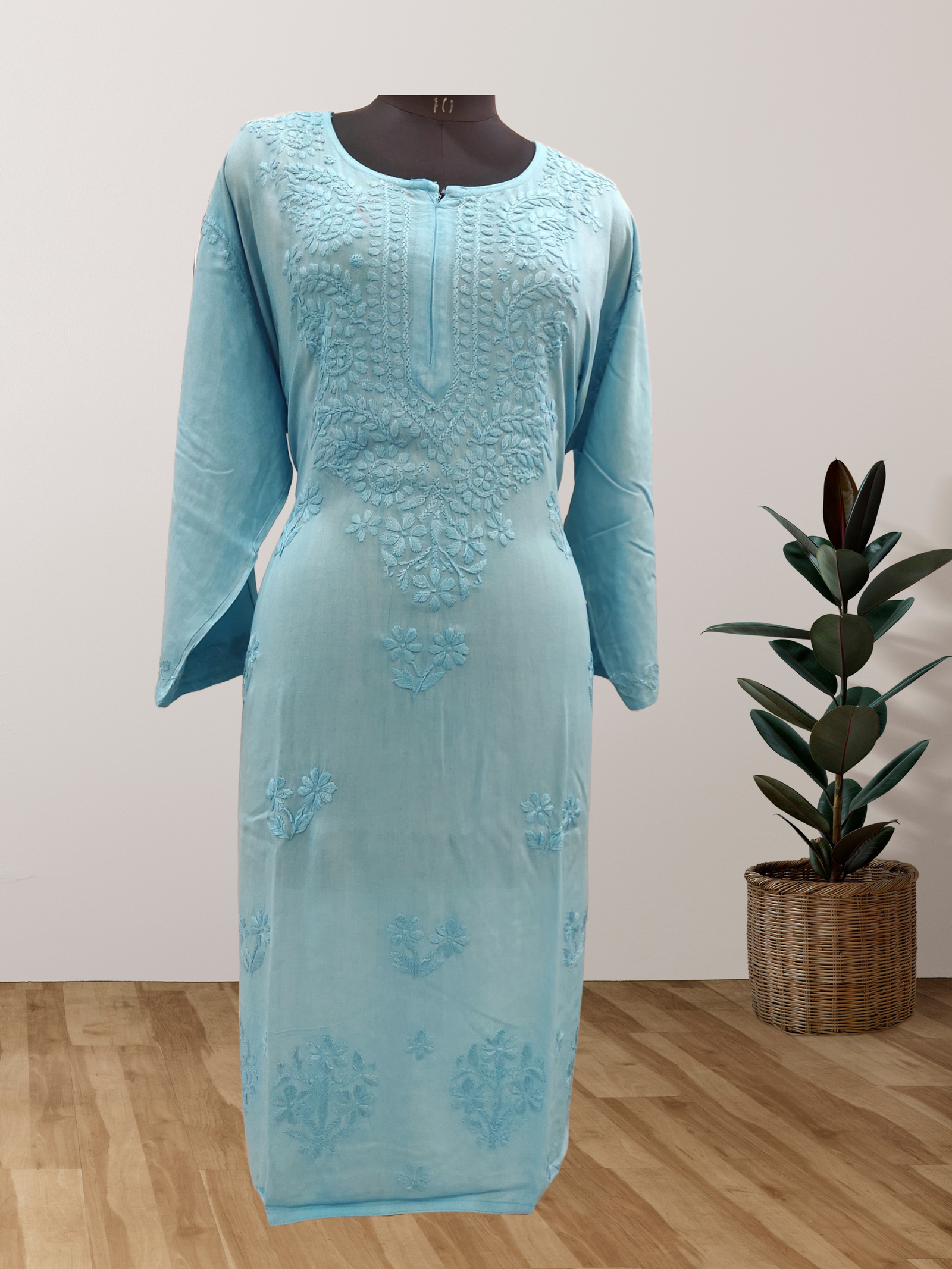 6 Rayon Ton To Tone Kurti With Lucknowi Chikankari Handwork