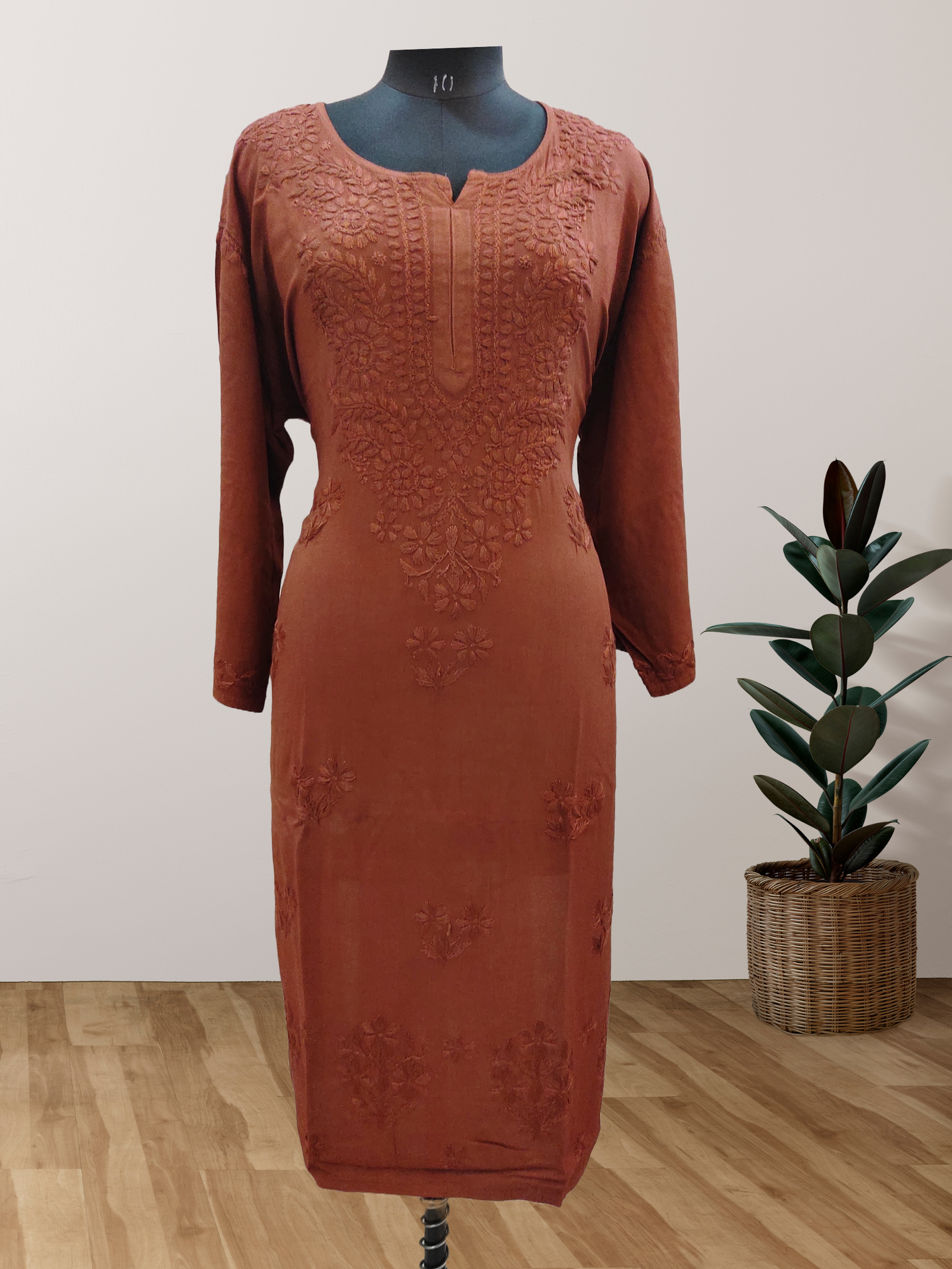 7 Rayon Ton To Tone Kurti With Lucknowi Chikankari Handwork