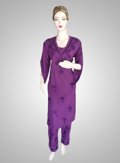 Falak Colored Mulmul Cotton Kurti Pant Set