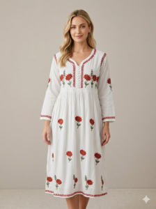 Zeba White Sunflower Modal Gown