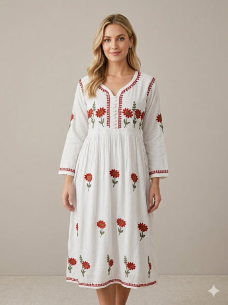 Zeba White Sunflower Modal Gown