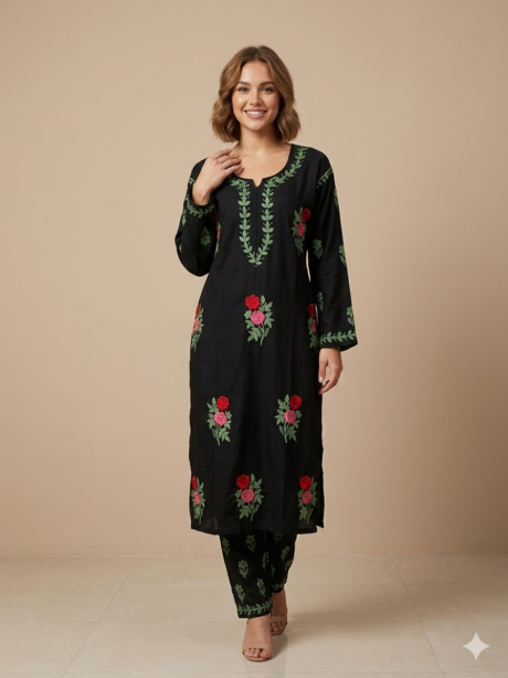 Gulabo Black Rayon Set