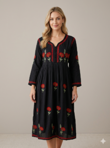 Zeba Black Sunflower Modal Gown